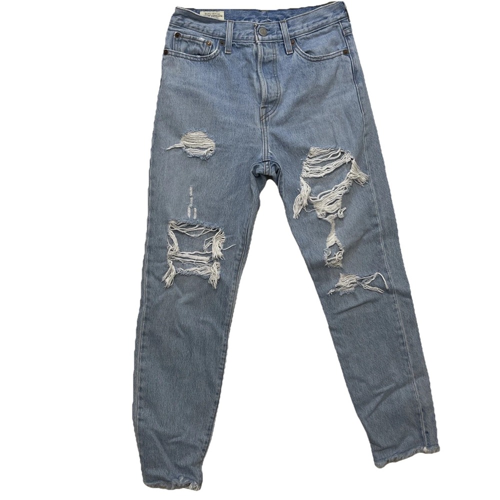 Levi's Wedgie Straight Leg Women's Jeans Size 27 Light Wash‎ Distressed Denim